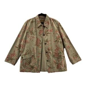 Jones New York Signature Floral Print Jacket Button Up Utility L